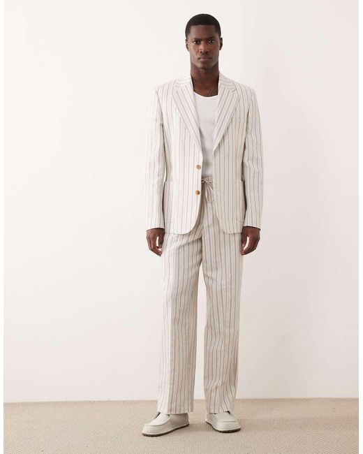 ASOS Natural Slim Linen Blend Suit Jacket for men