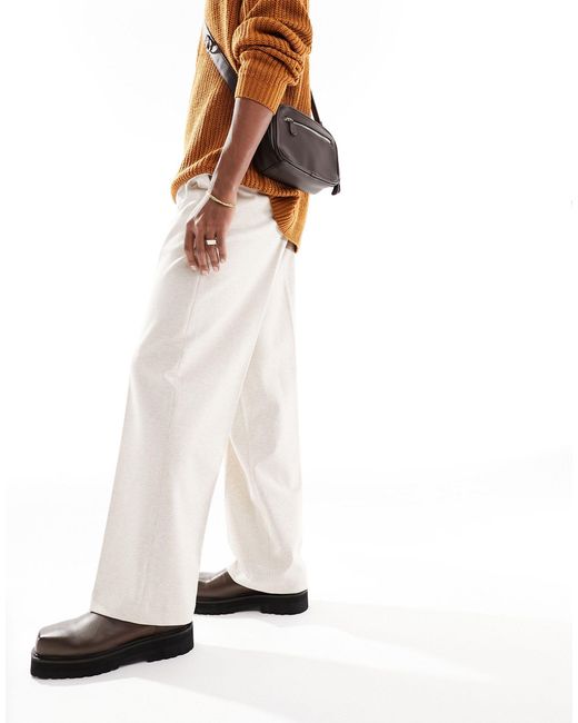 Pantaloni eleganti a fondo ampio color pietra testurizzato di ASOS in Natural da Uomo