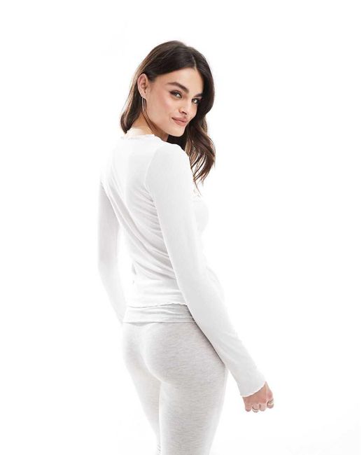 JJXX T-Shirt Met Lange Mouwen En Geschulpte Zoom in het White