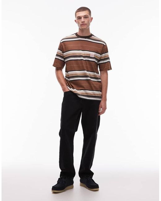 Levi's Brown Workwear Capsule Label Logo Pocket Relaxed Stripe T-Shirt for men