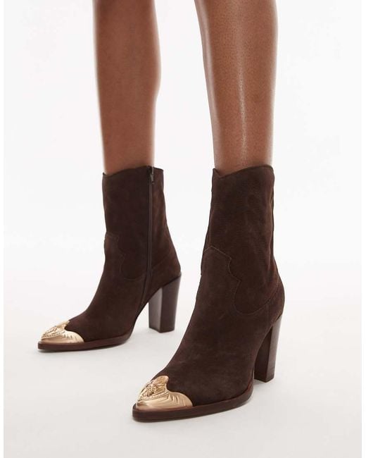 Bronx Brown New-americana Heeled Western Ankle Boots