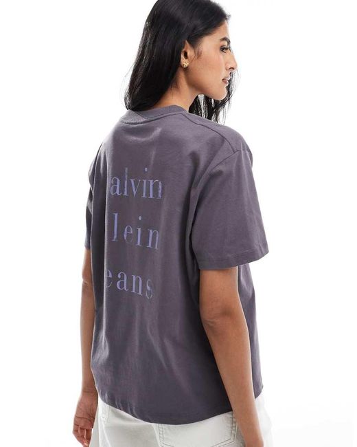 Calvin Klein Purple Stack Logo Back Print T-shirt