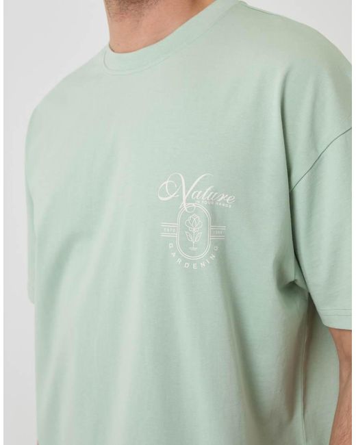 Threadbare Green Oversized Graphic Cotton T-Shirt for men