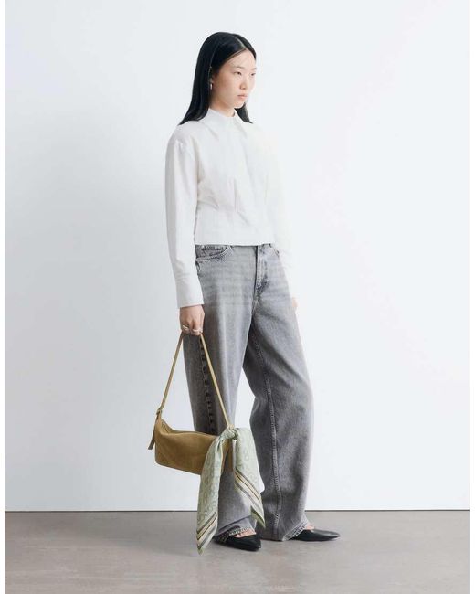 & Other Stories Blue Cotton Rich Shirt With Tailored Waist Detail
