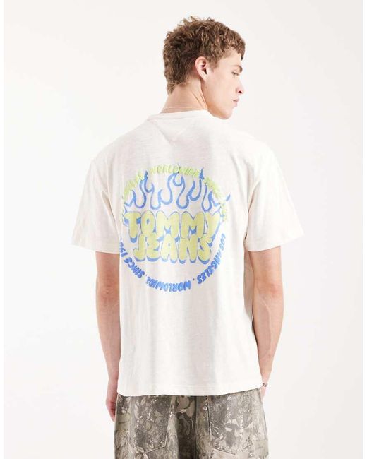 Tommy Hilfiger White Bubble Flame Logo Relaxed Fit T-shirt for men