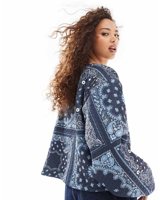 ASOS Gewatteerd Jack Met Bandana- En Luipaardprint in het Blue