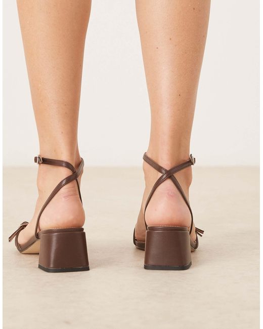 Raid Natural Zinia Low Block Heeled Sandals With Buckle Detail