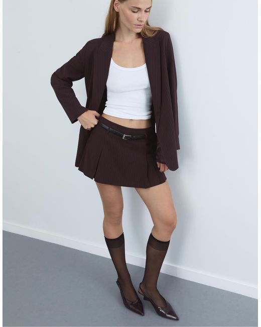 Blazer ouvert texturé à rayures Stradivarius en coloris Purple