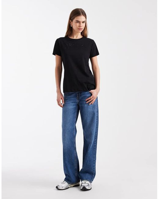 ARMANI EXCHANGE Black Diamante Logo T-shirt