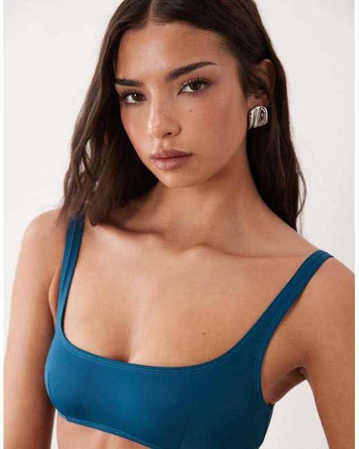 ASOS Blue Maya Mirissa Scoop Neck And Back Crop Bikini Top
