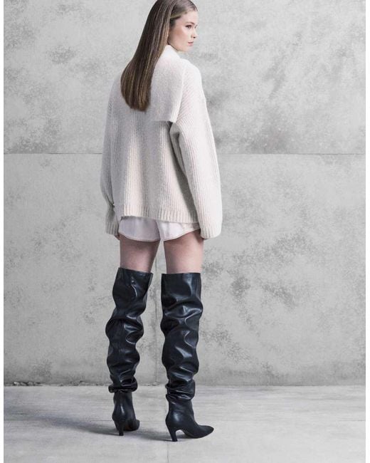 ASOS White Kayla Slouch Chisel Toe Over The Knee Boots