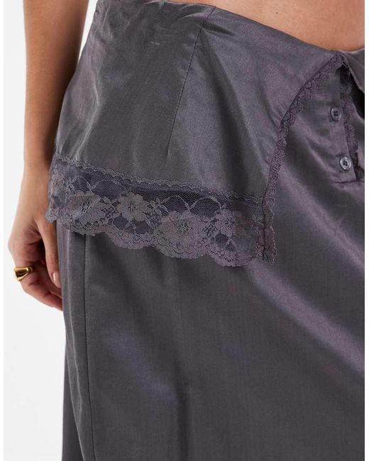 Muse Assembly White Satin Lace Trim Polly Skirt