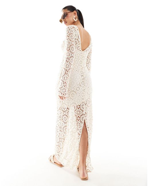 NA-KD White Crochet Maxi Dress With Scoop Back