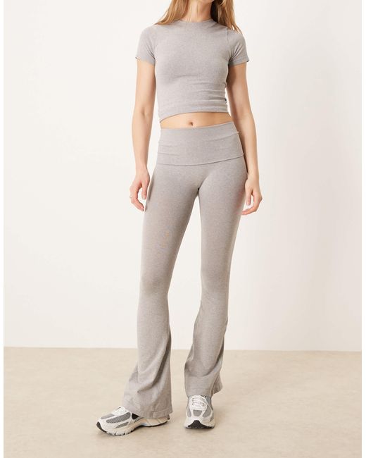 ASOS Natural Seamless Sculpting Fold Waist Flare Trouser