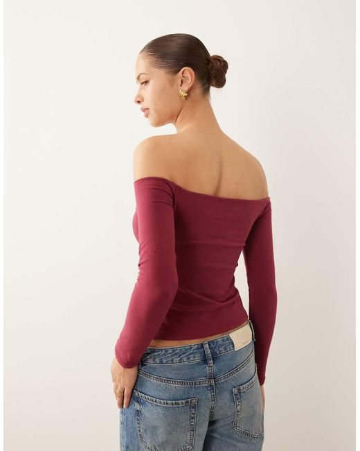 Abercrombie & Fitch Red Seamless Off The Shoulder Top With Built