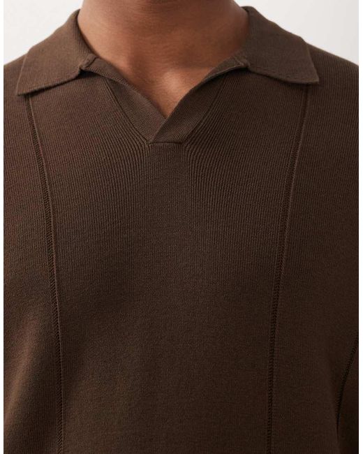 ASOS Brown Relaxed Compact Knit Polo for men
