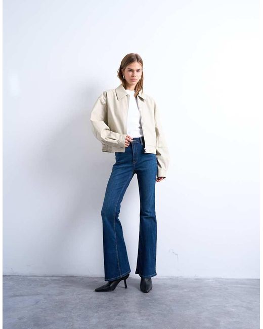 TOPSHOP Blue Jamie Flare High Rise Jeans