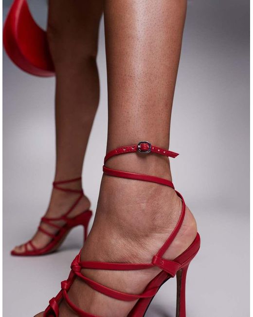 ASOS Red Wide Fit Nightfall Strappy High Heeled Sandal