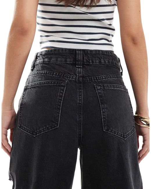 ASOS Wide Leg Dad Jeans With Rips Washed in Blue | Lyst