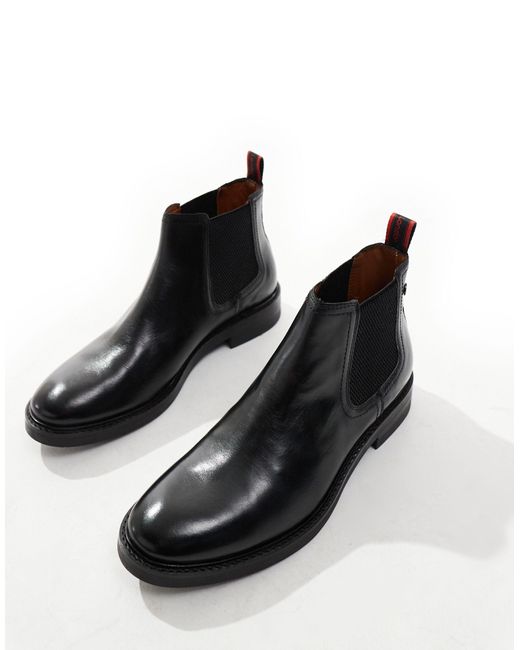 Base London Black Portland Leather Boots for men