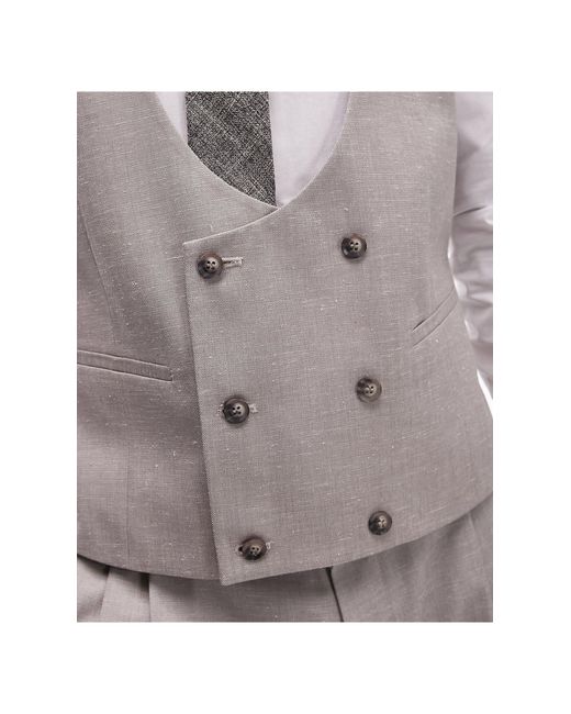 Topman Gray Slim Linen Waistcoat for men