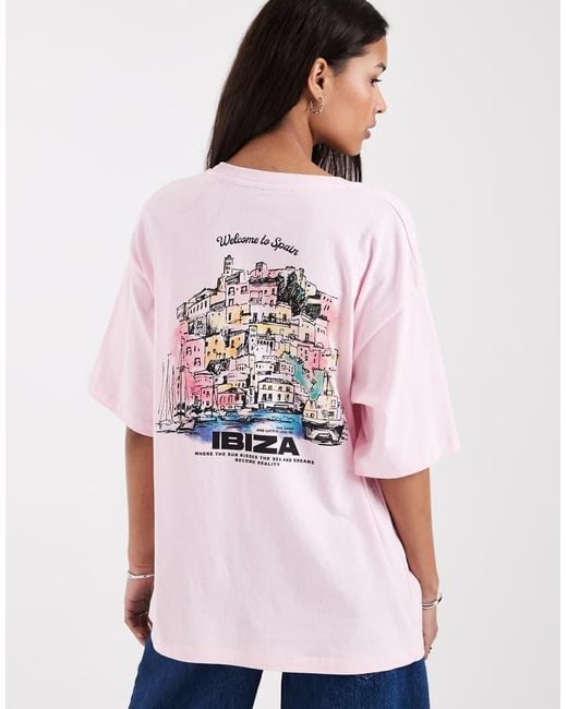 JJXX White Oversized T-shirt With Ibiza Print