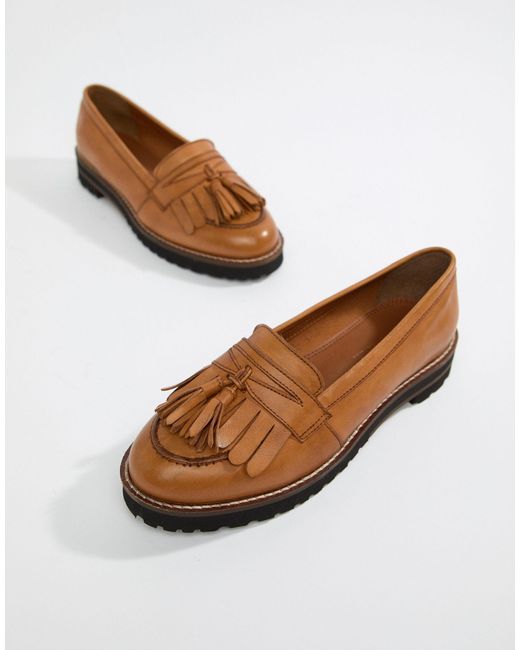 asos design maxfield leather fringed loafers