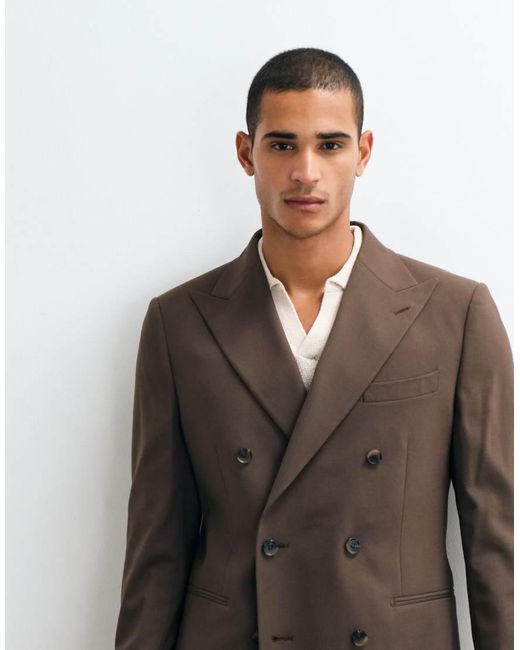 ASOS Double Breasted Colbert Met Normale Pasvorm in het Brown voor heren