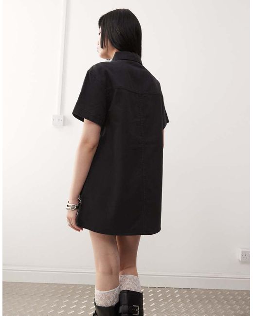 Monki Oversized Overhemdjurk Van Keperstof in het Black