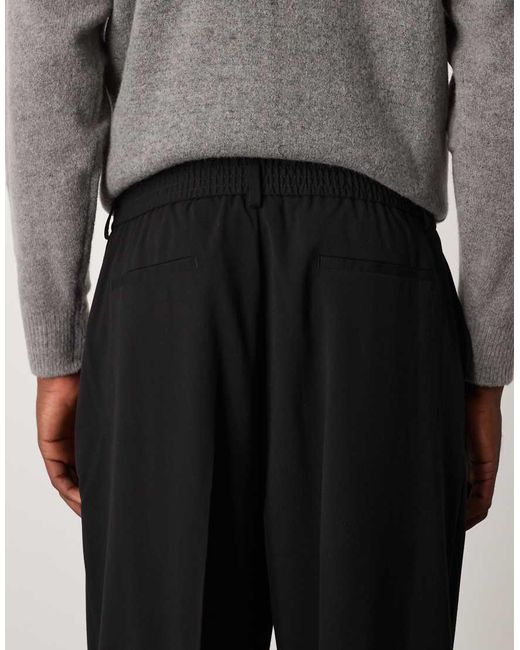 ASOS Black Pull On Oversized Tapered Dress Pants for men