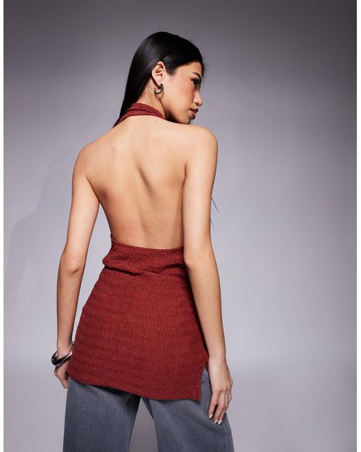 ASOS Halter Gathered Side Textured Top