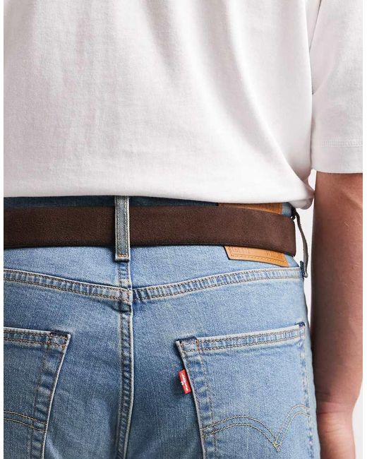 ASOS Blue Smart Suede Belt With Gold Buckle for men