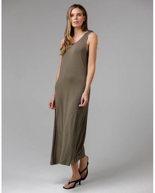 French Connection Green Sleeveless Scoop Neck Flowy Maxi Dress