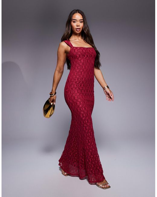 ASOS Wide Strap Detail Lace Maxi Dress in Red Lyst — free download