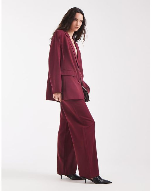 Pieces Red Oversized Tailo Blazer Co-ord