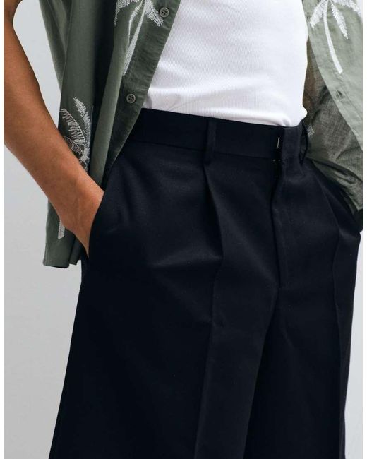 ASOS Black Tailored Pleated Oversized Bermuda Shorts for men