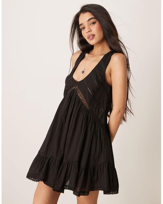 ASOS Natural Handkerchief Hem Mini Dress With Scoop Neck