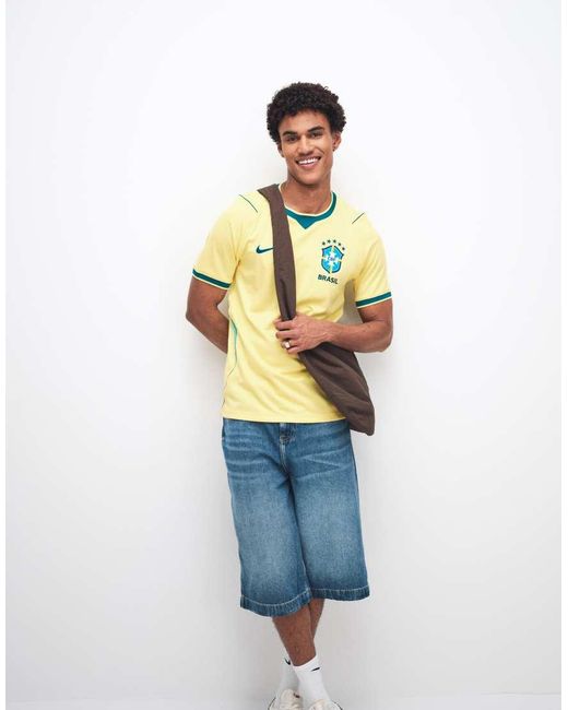 Nike Football Yellow Nike Brazil World Cup 26 Home Jersey