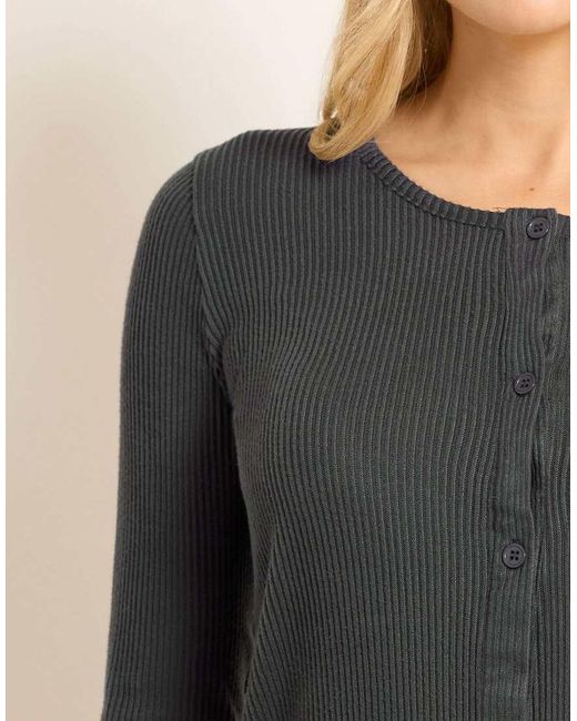 Long Tall Sally Gray Ribbed Cardigan