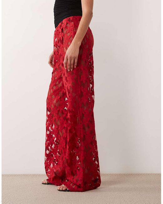 ASOS Red Lace Wide Leg Trouser