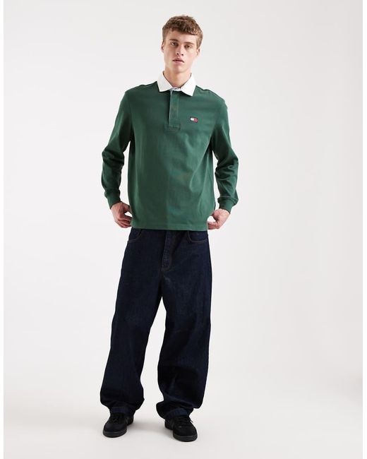Tommy Hilfiger Green Relaxed Fit Essential Rugby Shirt for men