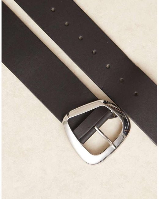 ASOS Black Low Waist Wide Belt With Abstract Square Buckle