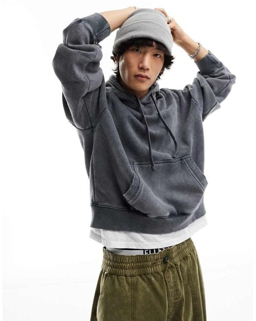 Bershka Gray Washed Hoodie for men