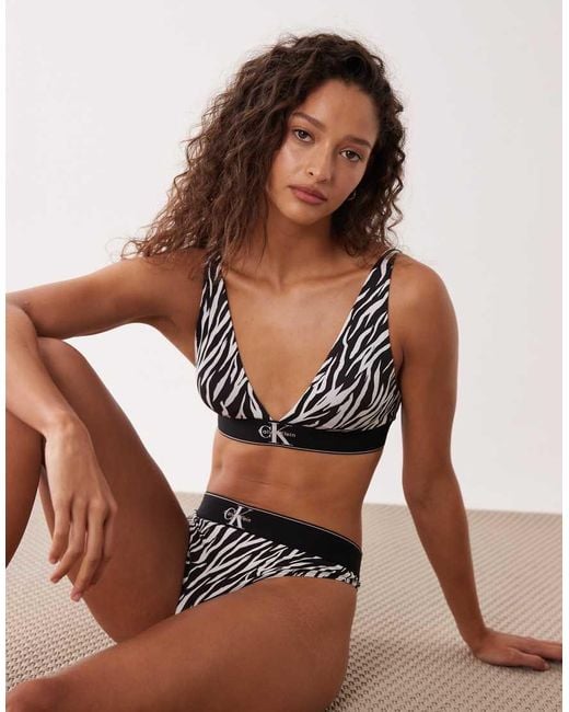 Calvin Klein Black Graphic Logo Lightly Lined Triangle Bra