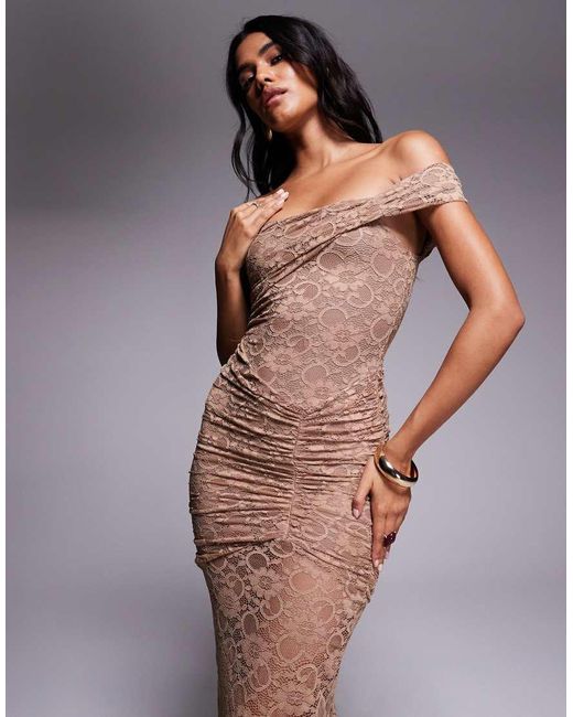 ASOS Purple Lace Bandeau Maxi Dress