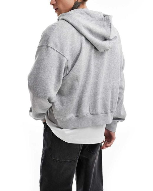 Felpa Con Cappuccio Squadrata Mélange Con Zip di Weekday in Gray da Uomo