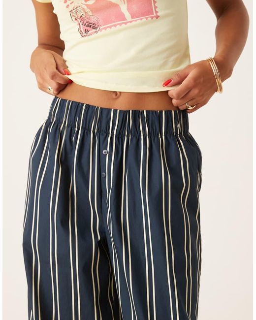 Aware Natural Boxer Style Wide Leg Poplin Trousers