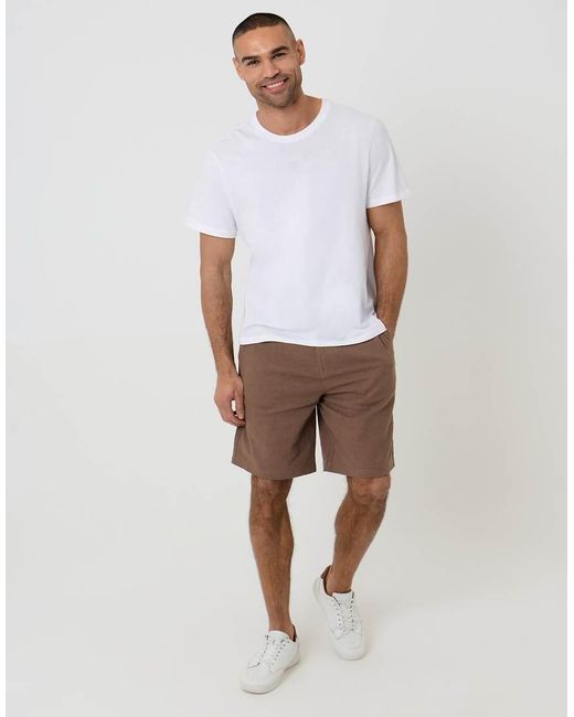 Threadbare Brown Linen Blend Chino Shorts for men
