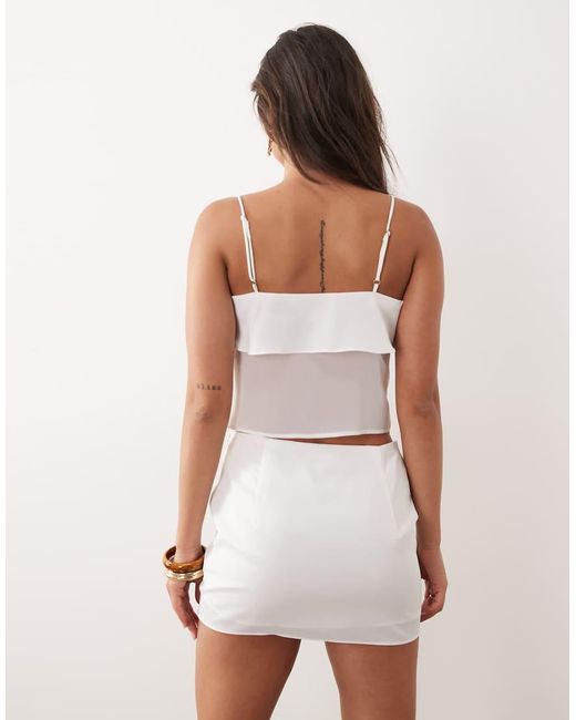 The Frolic White Exclusive Chiffon Overlay Strappy Top