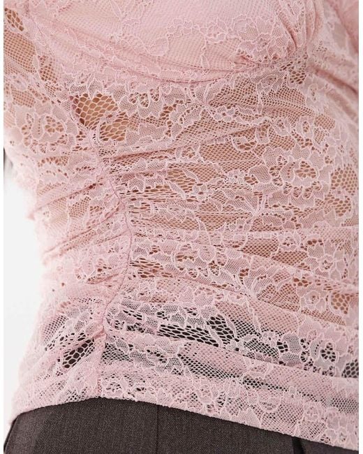 ASOS Pink Lace Plunge Top